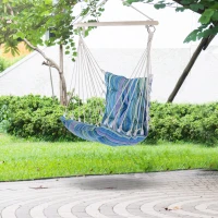 Outsunny Portable Hanging Woven Hammock Seat Rope Swing Chair Sleeping Bed for Outdoor Garden Yard Camping Blue(m-8)