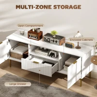 HOMCOM Modern TV Console for TVs up to 50 Inch, Entertainment Center with Smart RGB LED Lights and Soft Close Doors, White(m-5)