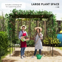 Outsunny Garden Arch Cucumber Trellis for Climbing Plants, 7.3 FT Tall Metal Plant Trellis Support with Climbing Net, Black(m-4)