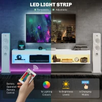 HOMCOM Modern Wall Mounted TV Stand with Storage and LED Lights for TVs up to 75", Floating TV Shelf for Living Room, White(m-5)