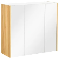 kleankin Wall Mounted Medicine Cabinet with Mirror Wall Mirror Cabinet with 3 Doors and Adjustable Storage Shelves White(m-2)