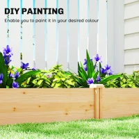 Outsunny Wooden Raised Garden Bed, Outdoor Planter Box with Divider and Open Bottom for Flowers, Herbs, Vegetables, DIY Painting(m-6)
