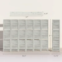 HOMCOM 6 Panel 67" Tall Wood Privacy Screen Room Divider with 3 Shelves and Folding Storage for Bedroom, White(m-3)