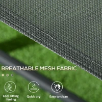 Outsunny 3 Pieces Bistro Set, Foldable Patio Furniture Set with Mesh Chairs, Glass Table for Garden, Balcony, Charcoal Grey(m-6)