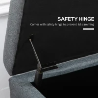 HOMCOM Rectangular Entry Bench, Tufted Upholstered Linen Fabric Wood Feet Storage Ottoman Bench, Grey(m-8)