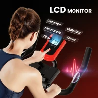 Soozier Upright Exercise Bike, Magnetic Resistance Stationary Bike with LCD Display, Indoor Cycling Bike for Home w/ Adjustable Resistance, Comfortable Seat Cushion(m-5)