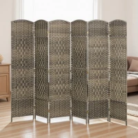 HOMCOM Folding Room Divider Screen 6 Panel 6' Tall Privacy Screen Freestanding Wood Partition for Home Office, Dark Rustic Oak(m-9)