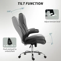 HOMCOM Executive Office Chair, Desk Chair with Flip-up Armrest, Diamond Fabric Computer Chair for Home Office, Dark Grey(m-6)