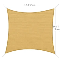 Outsunny 10ft x10ft Square Canopy Sun Shade Sail Garden Cover UV Protector Outdoor Patio Lawn Shelter with Carrying Bag Sand(m-3)