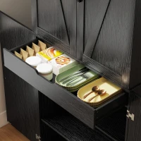 HOMCOM 72" Kitchen Pantry Cabinet, Farmhouse Storage Cabinet with 4 Doors, Drawer, 8 Door Shelves and Adjustable Shelf, Black(m-10)