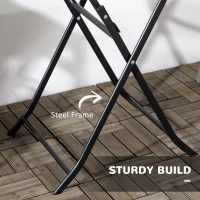 Outsunny Folding Outdoor Coffee Table, 23.6" Round Patio Table with Wood-Effect HDPE Top for Balcony, Garden, Backyard, Dark Grey(m-6)