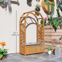 Outsunny Wooden Raised Garden Bed with Arch Trellis, 33" x 14" x 57" Raised Planter Box with Drainage Holes, Trellis Planter for Vine Climbing Plants(m-3)
