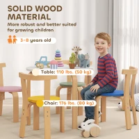 Qaba Wooden Kids Table and Chairs Set, Toddler Table and Chairs Set for 3-8 Years, Multi-Coloured(m-6)