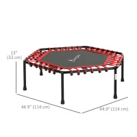 Soozier 45" Rebounder Trampoline for Adult, Quiet Bungee Rebounder with LED Lights Remote Control, Red(m-3)