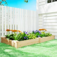 Outsunny Wooden Raised Garden Bed, Outdoor Planter Box with Divider and Open Bottom for Flowers, Herbs, Vegetables, DIY Painting(m-10)