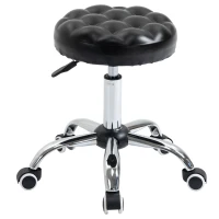 HOMCOM Rolling Swivel Padded Salon Stool with Adjustable Height Wheeled Tattoo Massage Chair Beauty SPA Bar Seat with Thick Padded Black(m-2)