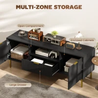 HOMCOM Modern TV Console for TVs up to 50 Inch, Entertainment Center with Smart RGB LED Lights and Soft Close Doors, Black(m-5)