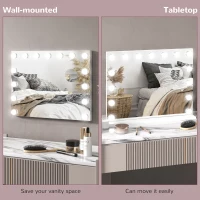 HOMCOM Hollywood Makeup Mirror with Lights, 3 Lighting Modes, USB Charging Port, Tabletop or Wall Mounted, White(m-9)