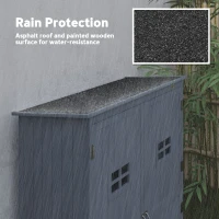 Outsunny 4x1.5ft Wooden Garden Storage Shed, Outdoor Tool Cabinet Organizer with Windows and Double Door, Dark Grey(m-5)