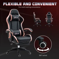 Vinsetto Computer Gaming Chair, PU Leather Office Desk Chair with Footrest, Swivel Wheels, 135° Reclining Back, Black(m-6)