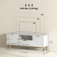 HOMCOM Modern TV Console for TVs up to 50 Inch, Entertainment Center with Smart RGB LED Lights and Soft Close Doors, White(m-3)