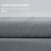 HOMCOM Rectangular Entry Bench, Tufted Upholstered Linen Fabric Wood Feet Storage Ottoman Bench, Grey(m-6)