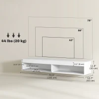 HOMCOM Modern Wall Mounted TV Stand with Storage and LED Lights for TVs up to 75", Floating TV Shelf for Living Room, White(m-3)