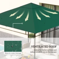 Outsunny 10' x 10' Square Gazebo Canopy Replacement UV Protected Top Cover Sun Shade Green(m-4)