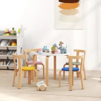 Qaba Wooden Kids Table and Chairs Set, Toddler Table and Chairs Set for 3-8 Years, Multi-Coloured(m-8)