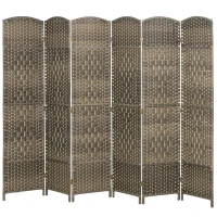 HOMCOM Folding Room Divider Screen 6 Panel 6' Tall Privacy Screen Freestanding Wood Partition for Home Office, Dark Rustic Oak(m-1)