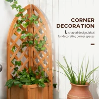 Outsunny Raised Garden Bed with Trellis, Wooden Raised Planter Box with Corner Trellis, Outdoor Garden Bed for Patio & Balcony(m-6)