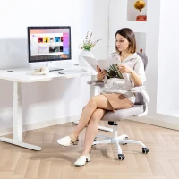 HOMCOM Ergonomic Mesh Office Chair with 4D Lumbar Support, Swivel Desk Chair with Flip-up Armrests, Tilt Function, Grey(m-9)