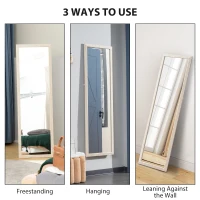 HOMCOM 64" x 21" Full Length Mirror, Standing, Wall-Mounted or Leaning Against Wall, for Bedroom, Living Room, White(m-5)
