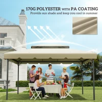 Outsunny 13' x 10' Gazebo Replacement Canopy, Gazebo Top Cover with Double Vented Roof for Garden Patio(TOP ONLY), Beige(m-6)