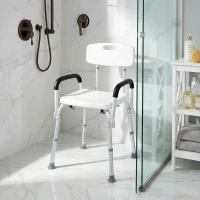 HOMCOM Adjustable Medical Shower Chair with Back, Bathtub Bench Bath Seat with Padded Arms, Non Slip Tub Safety for Disabled, Seniors, Elderly(m-8)