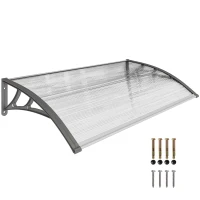 Outsunny Window Awning Door Canopy, Polycarbonate Front Door Outdoor Patio Cover, Sun Shelter, Hollow Sheet, 43.3" x 23.6", Clear(m-11)