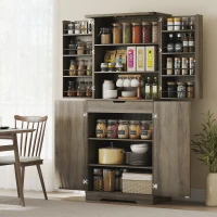 HOMCOM 72" Kitchen Pantry Cabinet, Farmhouse Storage Cabinet with 4 Doors, Drawer, 8 Door Shelves and Adjustable Shelf, Grey(m-1)