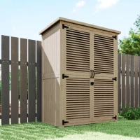 Outsunny 50" x 26" x 66" Wooden Garden Shed, Outdoor Storage Shed with Waterproof Asphalt Roof, Shelves, Natural(m-10)