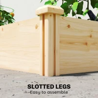 Outsunny Wooden Raised Garden Bed, Outdoor Planter Box with Divider and Open Bottom for Flowers, Herbs, Vegetables, DIY Painting(m-9)