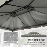 Outsunny Model 84C-101 or 84C-144 13' x 10' Gazebo Replacement Canopy, Gazebo Top with Double Vented Roof (TOP ONLY), Gray(m-4)