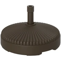 Outsunny Round Plastic Patio Umbrella Base Parasol Holder Outdoor Umbrella Stand, Filled Up to 62lbs with Stand or 51lbs with Water for Garden, Poolside, Brown(m-11)