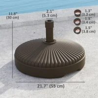 Outsunny Round Plastic Patio Umbrella Base Parasol Holder Outdoor Umbrella Stand, Filled Up to 62lbs with Stand or 51lbs with Water for Garden, Poolside, Brown(m-3)