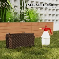 Outsunny 2 Pack 20 Inch Railing Flower Pots, Hanging Flower Pots with Hooks, Drainage Holes for Fence, Rattan Look, Brown(m-5)