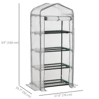 Outsunny Portable Greenhouse Outdoor Hot House with 4 Tier Shelves, Steel Frame, PE Cover, 28" x 20" x 63" , White(m-3)
