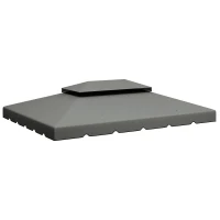 Outsunny Model 84C-101 or 84C-144 13' x 10' Gazebo Replacement Canopy, Gazebo Top with Double Vented Roof (TOP ONLY), Gray(m-1)