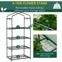 Outsunny Portable Greenhouse Outdoor Hot House with 4 Tier Shelves, Steel Frame, PE Cover, 28" x 20" x 63" , White(m-4)