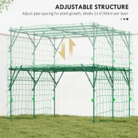 Outsunny Garden Arch Cucumber Trellis for Climbing Plants, 7.3 FT Tall Metal Plant Trellis Support with Climbing Net, Green(m-5)