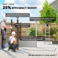 Outsunny 8 x 4FT Galvanized Garden Storage Shed, Metal Outdoor Shed with Double Doors and 2 Vents, Oak(m-4)