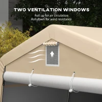 Outsunny 11' x 20' Portable Garage, Heavy Duty Carport Canopy with Ventilation Windows and Large Roll-up Door, Khaki(m-7)