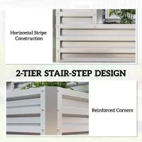 Outsunny 2 Tier Galvanized Raised Garden Bed, Steel Planter Box for Vegetables, Flowers, Herbs, 47" x 40" x 23", Silver(m-5)